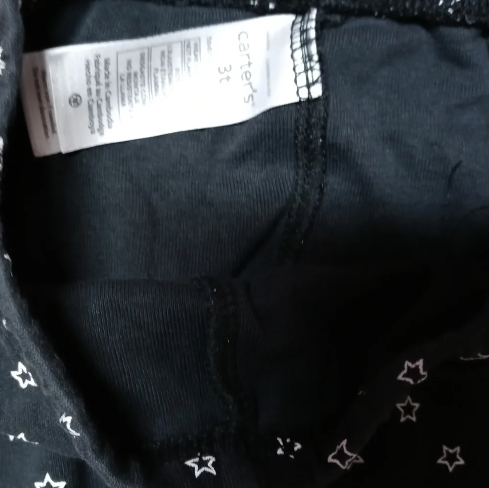 ⭐A) Carter’s Toddler Girls Pajama Pants | Size 3T Black with White Stars